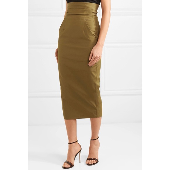 NWT RICK OWENS Army Green Midi Skirt - Picture 5 of 10